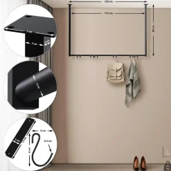 CLP Kledingrek Fenton 80x120x7 cm - zwart