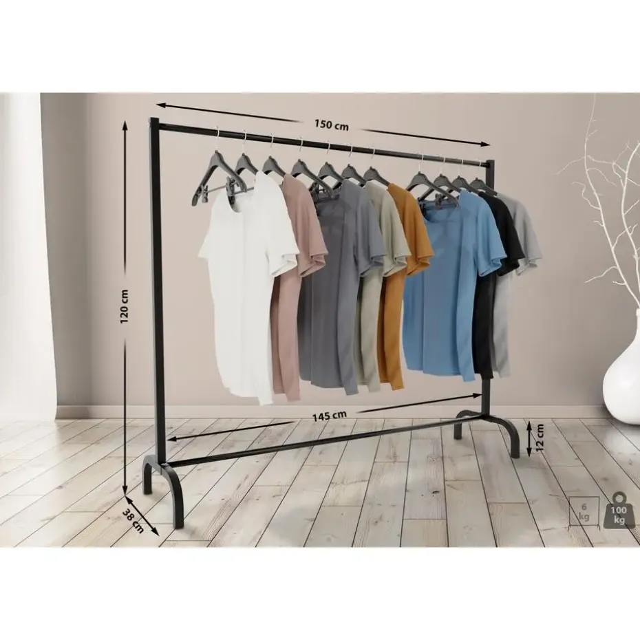 CLP Kledingrek Lara 120x150x38 cm - zwart