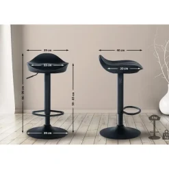 CLP Set van 2 Barkruk Alisson zwart Frame - Kunstleer - zwart