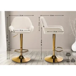 CLP Set van 2 Barkruk Braga goud Frame - Fluweel - creme