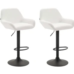 CLP Set van 2 Barkruk Braga zwart Frame - Kunstleer (PVC) - wit