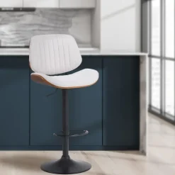 CLP Set van 2 Barkruk Clawson zwart Frame - Stof - walnoot/creme