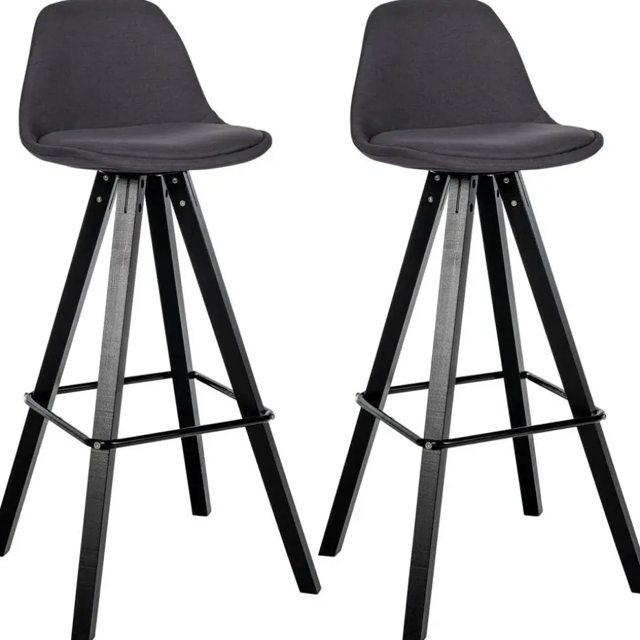 CLP Set van 2 Barkruk Corbin zwart Frame - Stof - donkergrijs