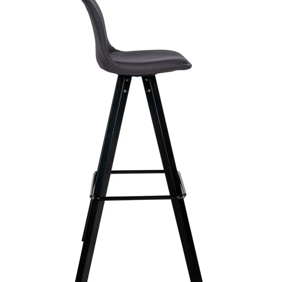 CLP Set van 2 Barkruk Corbin zwart Frame - Stof - donkergrijs