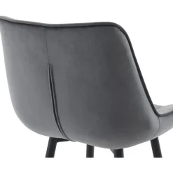 CLP Set van 2 Barkruk Dartford mat zwart Frame - Fluweel - donkergrijs