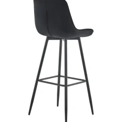 CLP Set van 2 Barkruk Dartford mat zwart Frame - Fluweel - zwart