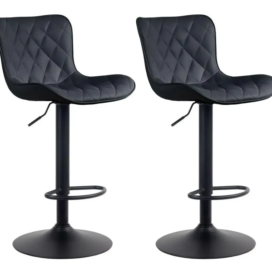 CLP Set van 2 Barkruk Emma zwart Frame - Kunstleer - zwart