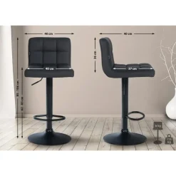 CLP Set van 2 Barkruk Feni zwart Frame - Kunstleer - zwart