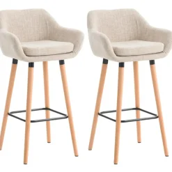 CLP Set van 2 Barkruk Grant natura Frame - Stof - creme