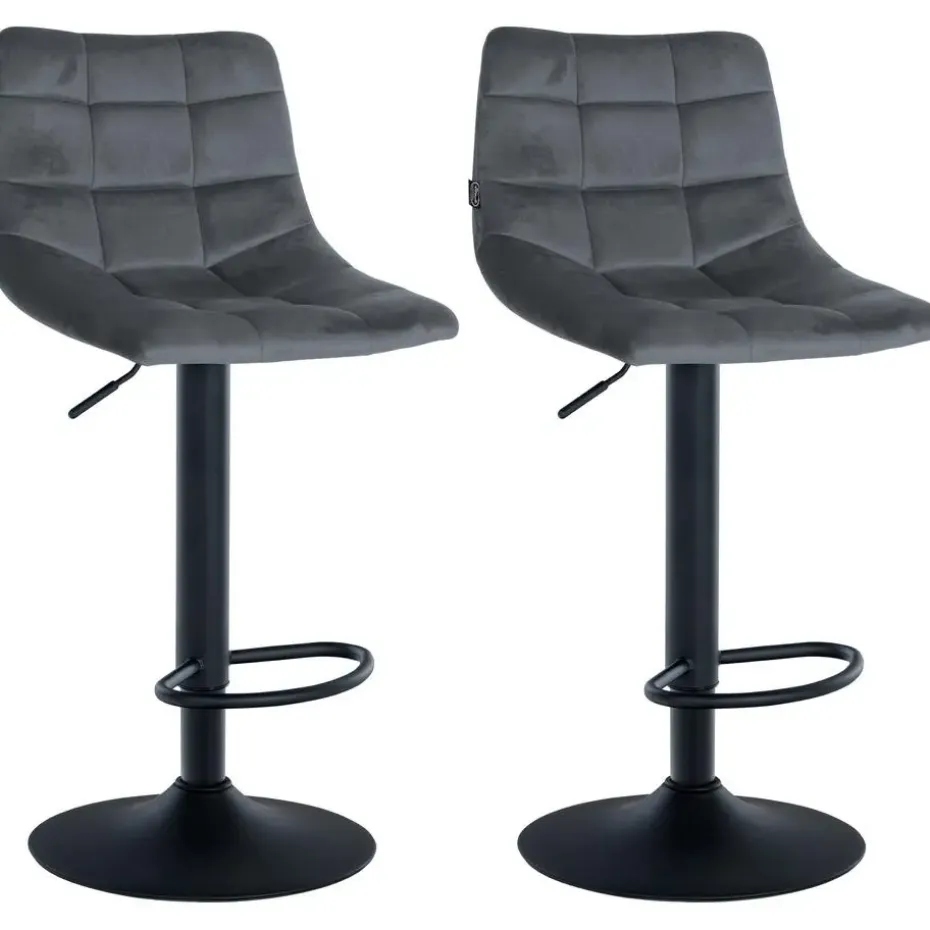 CLP Set van 2 Barkruk Jerry zwart Frame - Fluweel - donkergrijs