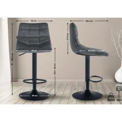 CLP Set van 2 Barkruk Jerry zwart Frame - Fluweel - donkergrijs