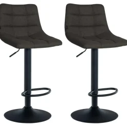 CLP Set van 2 Barkruk Jerry zwart Frame - Stof - donkergrijs