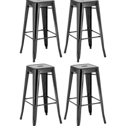 CLP Set van 4 Barkruk Joshua Metaal - zwart