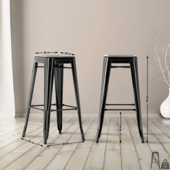 CLP Set van 4 Barkruk Joshua Metaal - zwart