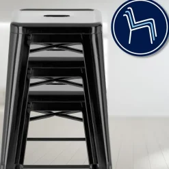 CLP Set van 4 Barkruk Joshua Metaal - zwart