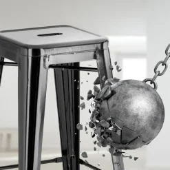 CLP Set van 4 Barkruk Joshua Metaal - zwart