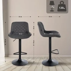 CLP Set van 2 Barkruk Kasson zwart Frame - Stof - zwart