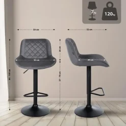 CLP Set van 2 Barkruk Kasson zwart Frame - Fluweel - donkergrijs