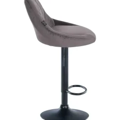 CLP Set van 2 Barkruk Lazio zwart Frame - Fluweel - grijs