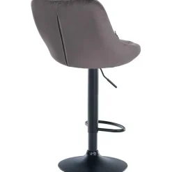 CLP Set van 2 Barkruk Lazio zwart Frame - Fluweel - grijs