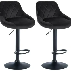 CLP Set van 2 Barkruk Lazio zwart Frame - Fluweel - zwart