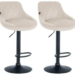 CLP Set van 2 Barkruk Lazio zwart Frame - Fluweel - creme