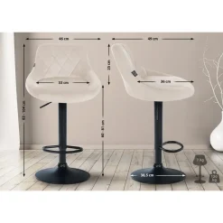 CLP Set van 2 Barkruk Lazio zwart Frame - Fluweel - creme