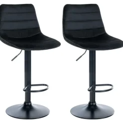 CLP Set van 2 Barkruk Lex mat zwart Frame - Fluweel - zwart