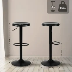 CLP Set van 2 Barkruk Williston Metaal - zwart