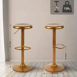 CLP Set van 2 Barkruk Williston Metaal - goud