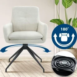 CLP Set van 2 Eetkamerstoel Pickett mat zwart Frame - Stof - creme