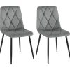 CLP Set van 2 Eetkamerstoel Clairton zwart Frame - Fluweel - donkergrijs