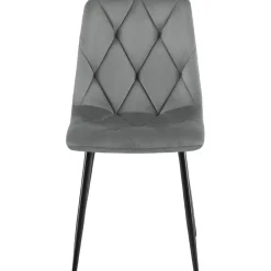 CLP Set van 2 Eetkamerstoel Clairton zwart Frame - Fluweel - donkergrijs