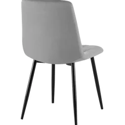 CLP Set van 2 Eetkamerstoel Clairton zwart Frame - Fluweel - donkergrijs