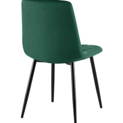 CLP Set van 2 Eetkamerstoel Clairton zwart Frame - Fluweel - groen