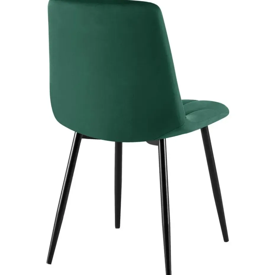 CLP Set van 2 Eetkamerstoel Clairton zwart Frame - Fluweel - groen