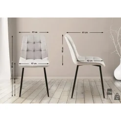 CLP Set van 2 Eetkamerstoel Gifford mat zwart Frame - Fluweel - grijs