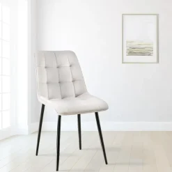 CLP Set van 2 Eetkamerstoel Gifford mat zwart Frame - Fluweel - grijs