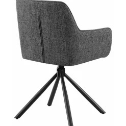 CLP Set van 2 Eetkamerstoel Tipton zwart Frame - Stof - donkergrijs