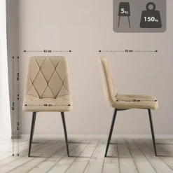 CLP Set van 2 Eetkamerstoel Clairton zwart Frame - Stof - taupe