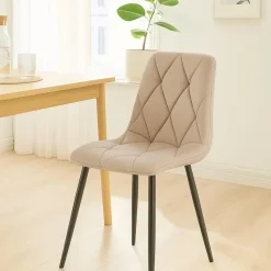 CLP Set van 2 Eetkamerstoel Clairton zwart Frame - Stof - taupe