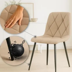 CLP Set van 2 Eetkamerstoel Clairton zwart Frame - Stof - taupe