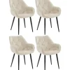 CLP Set van 4 Eetkamerstoel Tanna zwart Frame - Fluweel - creme