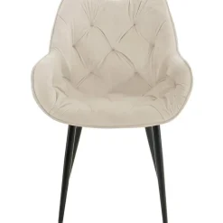 CLP Set van 4 Eetkamerstoel Tanna zwart Frame - Fluweel - creme