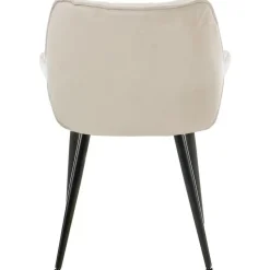 CLP Set van 4 Eetkamerstoel Tanna zwart Frame - Fluweel - creme