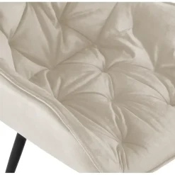 CLP Set van 4 Eetkamerstoel Tanna zwart Frame - Fluweel - creme