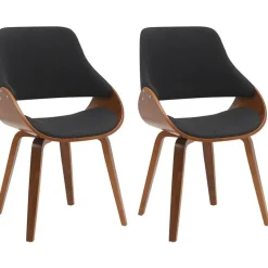 CLP Set van 2 Eetkamerstoel Vangale walnoot Frame - Stof - walnoot/zwart