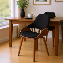 CLP Set van 2 Eetkamerstoel Vangale walnoot Frame - Stof - walnoot/zwart