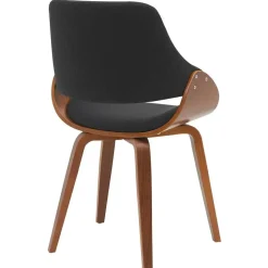 CLP Set van 2 Eetkamerstoel Vangale walnoot Frame - Stof - walnoot/zwart