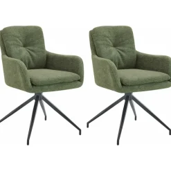 CLP Set van 2 Eetkamerstoel Pickett mat zwart Frame - Stof - groen